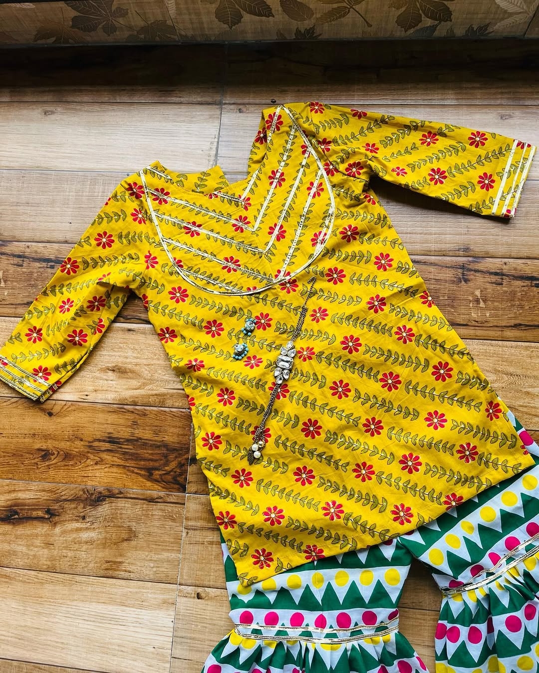 Cotton Kurti With Sharara Pants For Little Girls