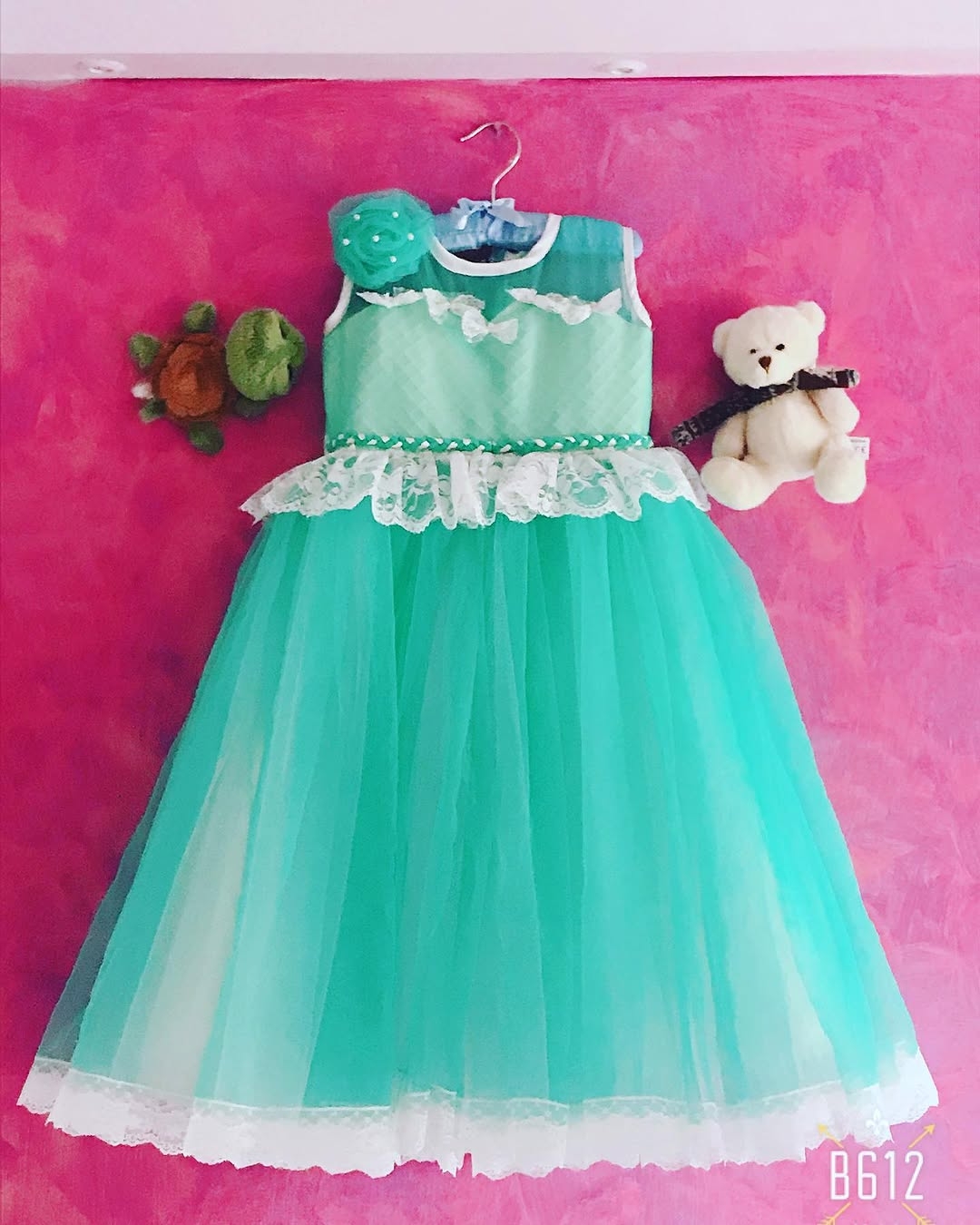 Pastel Sea Green Tutu With Flower Motif