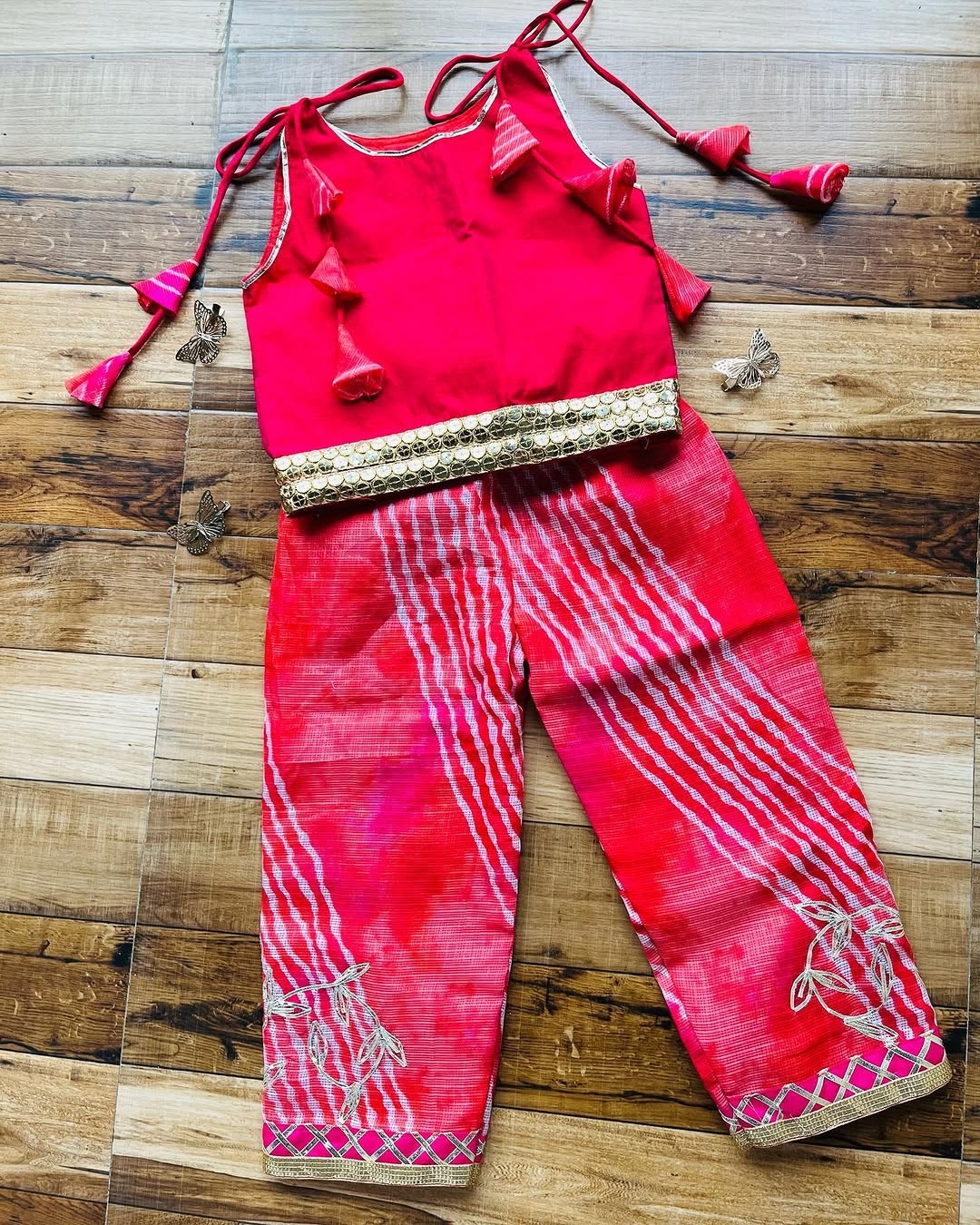 Gota Patti Work Pants With Crop Top